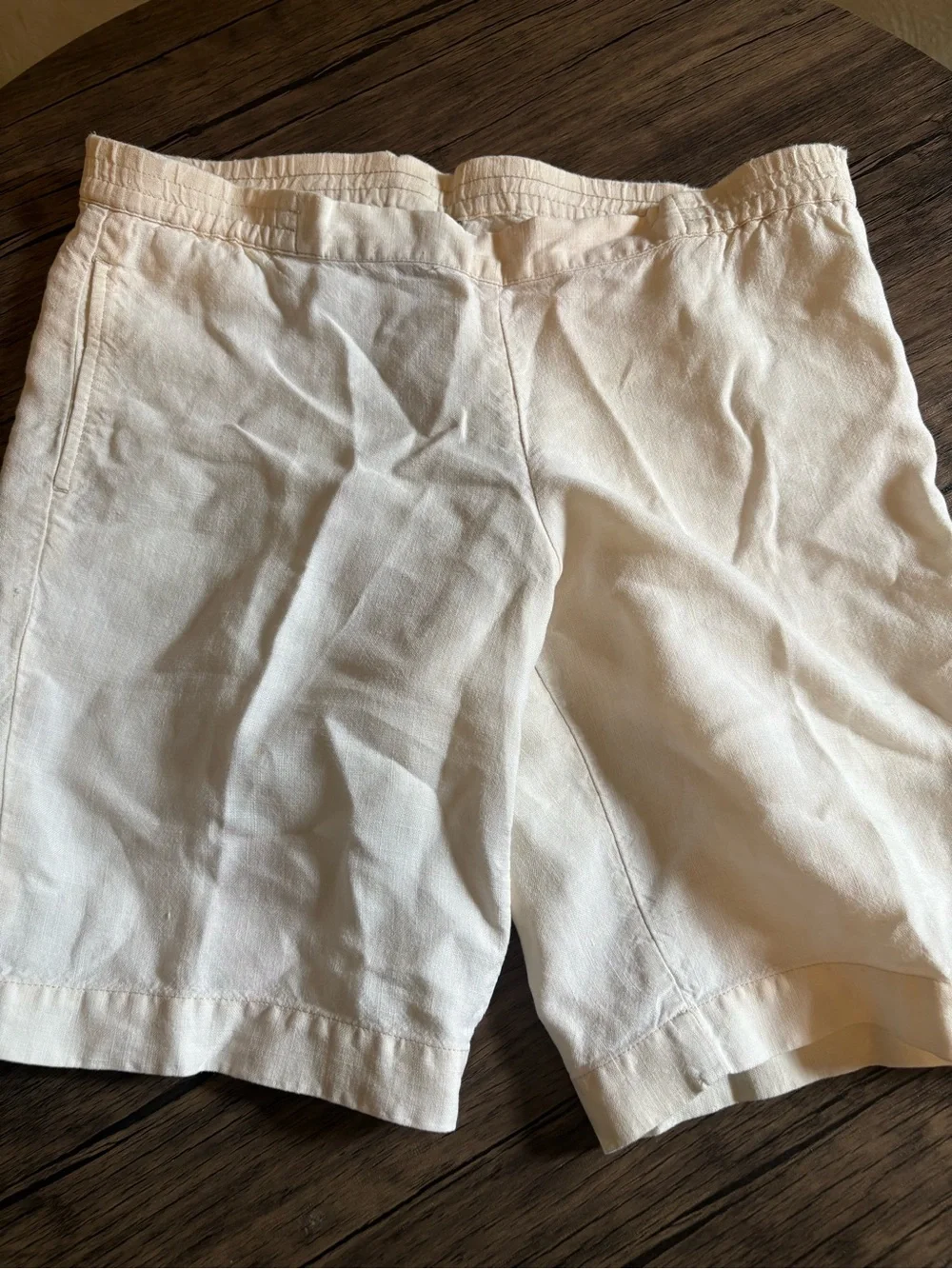 J. Jill Women’s XS Petite Ivory Linen Blend Pull-On Shorts Elastic Waist Casual